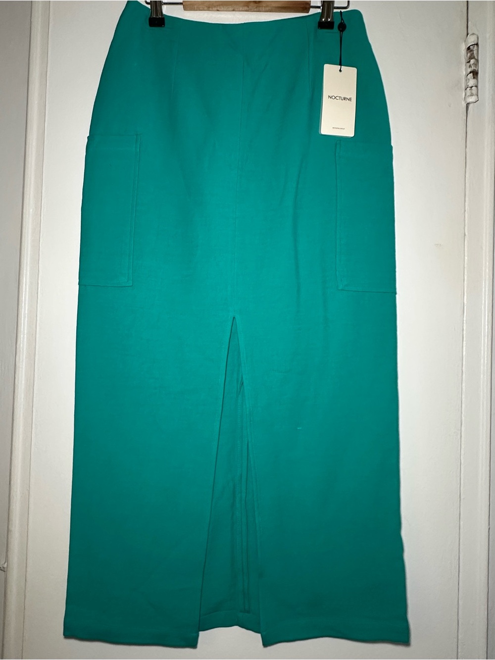 Nocturne Teal Maxi Skirt with Front Slit